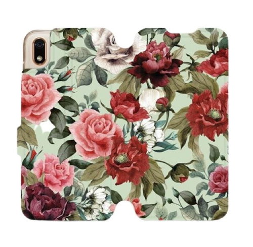 Flip case for Honor 8S - MD06P Roses and flowers on light green background - Phone Cover - Main image