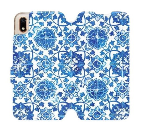 Flip case for Honor 8S - ME05P Blue tiles with flowers - Phone Cover - Main image