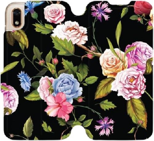 Flip case for Honor 8S - VD07S Roses and flowers on black background - Phone Cover - Main image
