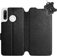 Kryt na mobil Flip puzdro na mobil Huawei P30 Lite – Čierne – kožené – Black Leather - Kryt na mobil