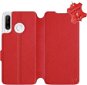 Kryt na mobil Flip puzdro na mobil Huawei P30 Lite – Červené – kožené – Red Leather - Kryt na mobil