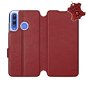 Flip puzdro na mobil Honor 20 Lite – Tmavo červené – kožené – Dark Red Leather - Kryt na mobil