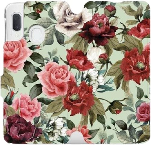 Flip case for Samsung Galaxy A20e - MD06P Roses and flowers on light green background - Phone Cover - Main image