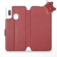 Flip case for Samsung Galaxy A20e - Dark Red - Leather - Dark Red Leather - Phone Cover