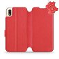 Kryt na mobil Flip puzdro na mobil Huawei Y5 2019 – Červené – kožené – Red Leather - Kryt na mobil