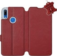 Flip puzdro na mobil Huawei P Smart Z – Tmavo červené – kožené – Dark Red Leather - Kryt na mobil