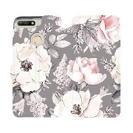 Phone Cover Flip mobile phone case Huawei Y6 Prime 2018 - MX06S Flowers on grey background - Kryt na mobil