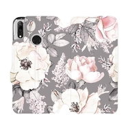 Flip mobile phone case Huawei Y7 2019 - MX06S Flowers on grey background - Phone Cover