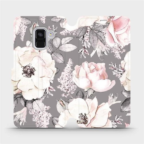 Flip mobile phone case Samsung Galaxy A8 2018 - MX06S Flowers on grey background - Phone Cover - Main image