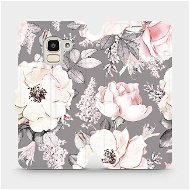 Phone Cover Flip mobile phone case Samsung Galaxy J6 2018 - MX06S Flowers on grey background - Kryt na mobil