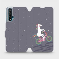 Flip case for mobile phone Huawei Nova 5T - V024P Unicorn on the bike - Phone Cover