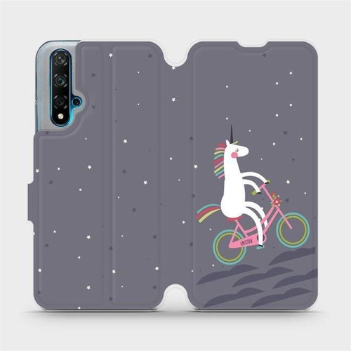 Flip case for mobile phone Huawei Nova 5T - V024P Unicorn on the bike - Phone Cover - Main image