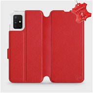 Flip puzdro na mobil Samsung Galaxy A51 – Červené – kožené – Red Leather - Kryt na mobil