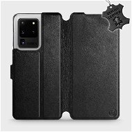 Flip puzdro na mobil Samsung Galaxy S20 Ultra – Čierne – kožené – Black Leather - Kryt na mobil