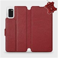 Flip case for Samsung Galaxy A41 - Dark Red - Leather - Dark Red Leather - Phone Cover