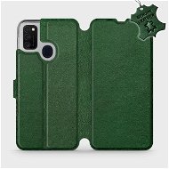 Flip puzdro na mobil Samsung Galaxy M21 – Zelené – kožené – Green Leather - Kryt na mobil