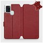 Flip case for Samsung Galaxy A21S - Dark Red - Leather - Dark Red Leather - Phone Cover