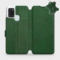 Flip puzdro na mobil Samsung Galaxy A21S – Zelené – kožené – Green Leather - Kryt na mobil