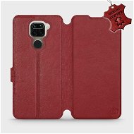 Flip case for Xiaomi Redmi Note 9 - Dark Red - Dark Red Leather - Phone Cover