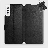 Flip puzdro na mobil LG Velvet – Čierne – kožené – Black Leather - Kryt na mobil