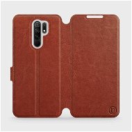 Flip case for Xiaomi Redmi 9 in Brown&Gray with grey interior - Phone Cover