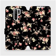 Phone Cover Flip case for Xiaomi Redmi 9 - VD02S Flowers on black - Kryt na mobil