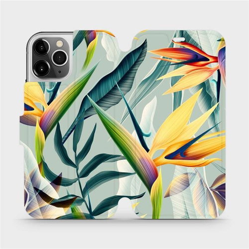 Flip mobile phone case Apple iPhone 12 Pro - MC02S Yellow large flowers and green leaves - Phone Cover - Main image