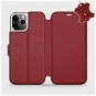 Flipové puzdro na mobil Apple iPhone 12 Pro – Tmavo červené – kožené – Dark Red Leather - Kryt na mobil