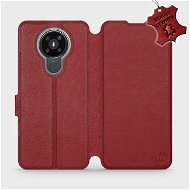 Flipové puzdro na mobil Nokia 3.4 – Tmavo červené – kožené – Dark Red Leather - Kryt na mobil