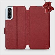 Flipové puzdro na mobil Realme 7 – Tmavo červené – kožené –   Dark Red Leather - Kryt na mobil