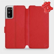 Flipové pouzdro na mobil Samsung Galaxy S20 FE - Červené - kožené -   Red Leather - Kryt na mobil