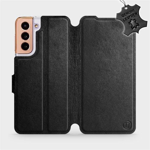 Flip pouzdro na mobil Samsung Galaxy S21 5G - Černé - kožené - Black Leather - Kryt na mobil - Hlavní obrázek