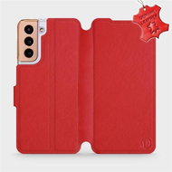 Flip case for Samsung Galaxy S21 5G - Red - leather - Red Leather - Phone Cover