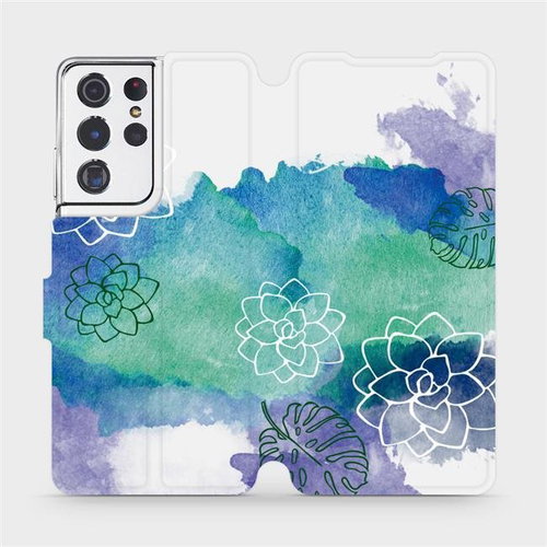Flipové pouzdro na mobil Samsung Galaxy S21 Ultra 5G - MG11S Vodovkové květy - Phone Cover - Main image