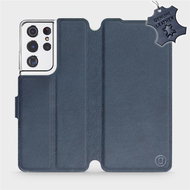 Flip pouzdro na mobil Samsung Galaxy S21 Ultra 5G - Modré - kožené -   Blue Leather - Phone Cover