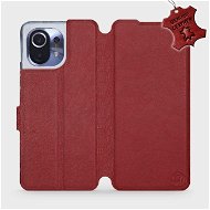 Kožené flip puzdro Xiaomi Mi 11 – Tmavo červené – Dark Red Leather - Kryt na mobil