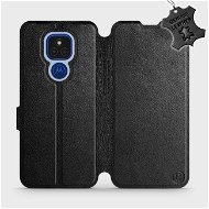 Phone Cover Leather flip case for Motorola Moto E7 Plus - Black - Black Leather - Kryt na mobil