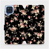 Flipové puzdro na mobil Samsung Galaxy M12 – VD02S Kvety na čiernom - Kryt na mobil