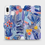 Mobiwear Flip case for Samsung Galaxy A40 - MP03P Blue flower - Phone Cover