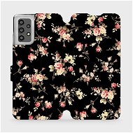 Flip case for mobile Samsung Galaxy A32 LTE - VD02S Flowers on black - Phone Cover