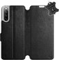 Kryt na mobil Kožené flip puzdro na mobil Sony Xperia 10 III – Čierne – Black Leather - Kryt na mobil