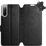 Kožené flip puzdro na mobil Sony Xperia 10 III – Čierne – Black Leather - Kryt na mobil