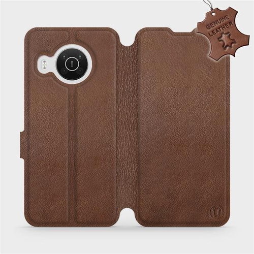 Kožené flip pouzdro na mobil Nokia X20 - Hnědé -  Brown Leather - Phone Cover - Main image