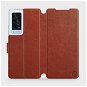 Flip case for Vivo X60 Pro 5G in Brown&Gray with grey interior - Phone Cover