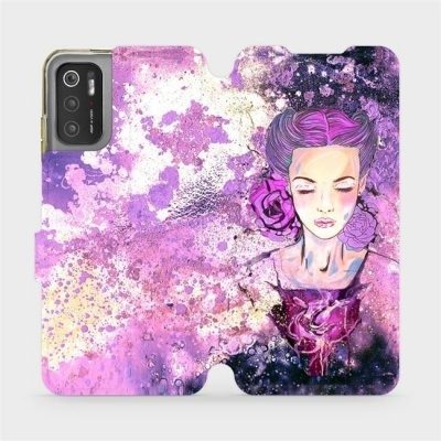 Flip case for Xiaomi Poco M3 Pro 5G - MF14S Lady with flowers and purple hair - Phone Cover - Main image