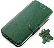 Mobiwear Kožené flip puzdro pre Apple iPhone 13 Mini – Zelené – L_GRS - Puzdro na mobil