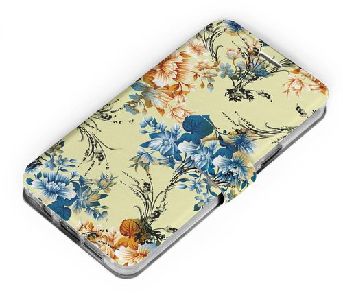 Mobiwear Flip case for Oppo A16s - MX05S Blue and orange flowers - Phone Case - Main image