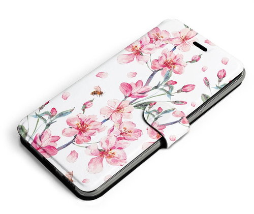 Mobiwear Flip case for Samsung Galaxy A22 4G - M124S Pink flowers - Phone Case - Main image