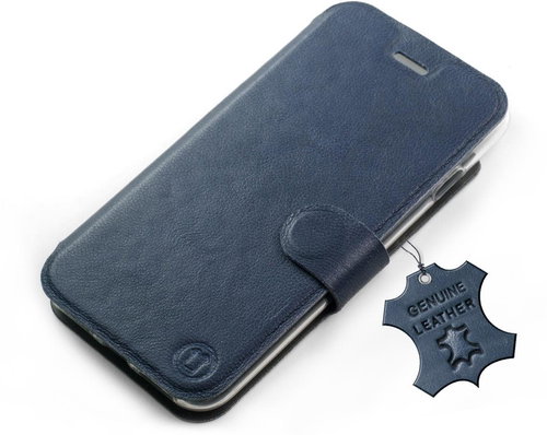 Mobiwear Leather flip case for Samsung Galaxy A22 5G - Blue - L_NBS - Phone Case - Main image