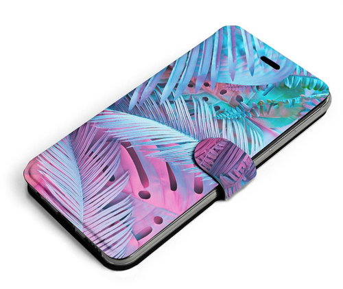 Mobiwear Flip case for Samsung Galaxy M52 5G - MG10S Purple and blue leaves - Phone Case - Main image